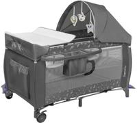lionelo Sven 2in1 Box bambini dalla nascita fino 15kg Lettino pieghevole con Fasciatoio baldacchino Giocattoli Pendenti Ingresso laterale aggiuntivo Sistema LockGuard (Grey, Lettino Rettangolare)
