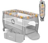 Lionelo Lettino Culla Neonato da Campeggio, Viaggio, Portatile Pieghevole + Borsa colore Grey Pink - Stefi Plus
