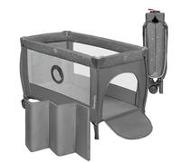 lionelo Stefi Plus Box Lettino neonato da viaggio pieghevole con 2 liveli Dalla nascita fino a 3 anni Materasso in schiuma di alta qualità Entrata laterale Pareti in rete (Grey Multicolor, STEFI PLUS)
