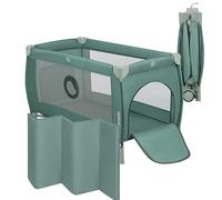 lionelo Stefi Plus Box Lettino neonato da viaggio pieghevole con 2 liveli Dalla nascita fino a 3 anni Materasso in schiuma di alta qualità Entrata laterale Pareti in rete (Grey Multicolor, STEFI PLUS)