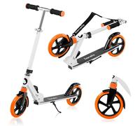 LIONELO LUCA Monopattino pieghevole per bambini fino a 100kg Regiolable e leggero solo 4kg Costruzione solida Ruote 20cm Ammortizzatori Freno posteriore Antiscivolo (Taglia unica, Bianco)