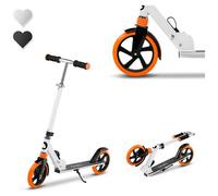 LIONELO LUCA Monopattino pieghevole per bambini fino a 100kg Regiolable e leggero solo 4kg Costruzione solida Ruote 20cm Ammortizzatori Freno posteriore Antiscivolo (Taglia unica, Bianco)