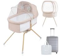 lionelo Malin EVO 3in1 Culla neonato e Lettino da viaggio con materasso per bambini da 0 a 9 kg Leggera e pieghevole Sistema a dondolo Regolazione, Montaggio veloce Lati in rete Cappottina Zanzariera