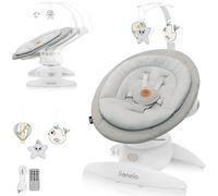 LIONELO MELL Sdraietta Elettrica 360° per Neonati e Bambini fino a 9kg Barra Giocattoli e Telecomando 5 Velocità 12 Melodie Cinture di Sicurezza Regolabile Rilevamento del Movimento (Beige, MELL)