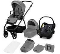 LIONELO MERIL 3in1 Carrozzina Neonati Passeggino Multifunzione Per Bambini 0-48 Mesi Fino a 22 Kg + Navicella + Seggiolino Auto, Ruote All Terrain 360° Cappottina XXL (Pietra grigia, MERIL 3IN1)