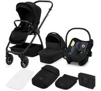 LIONELO MERIL 3in1 Carrozzina Neonati Passeggino Multifunzione Per Bambini 0-48 Mesi Fino a 22 Kg + Navicella + Seggiolino Auto, Ruote All Terrain 360° Cappottina XXL (Nero Onyx, MERIL 3IN1)