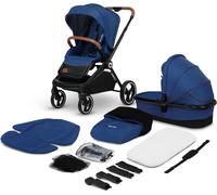 Lionelo Mika 2IN1 - Passeggino Duo 2 in1 Navicella e Passeggino, fino a 22 Kg reclinabile + Coprigambe Borsa e Parapioggia colore Blu Navy