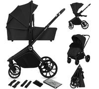 LIONELO MIKA PLUS 2 in 1 Passeggino Duo per Bambini 0-48 mesi fino a 2 kg Navicella fino a 9 kg, Schienale e Poggiapiedi Regolabili, Amortizzazione, AiryDots, Ruote Girevoli PU 360° Cappottina XXL