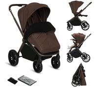 LIONELO Mika Plus, passeggino e Buggy, da 6 mesi a 22 kg, ruote per tutti i terreni con sospensioni, parasole XXL UPF50+, schienale regolabile e poggiapiedi, impermeabile, leggero, pieghevole, marrone