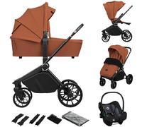 LIONELO MIKA PLUS 3in1 Passeggino Trio per Neonati e Bambini 0-48 Mesi Fino a 22kg, Navicella Fino a 9kg, Seggiolino Auto Ovetto 13kg, Schienale Regolabile, Sospensioni, Ruote 360°, Cappottina XXL