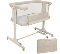 lionelo PARI Culla Co Sleeping Fianco Letto 3 in 1, Regolabile in Altezza 6 Livelli, Materasso T25 2 cm, Ruote con Blocco e Dondolo, Gambe Regolabili per Letto Continentale, Rivestimento Lavabile