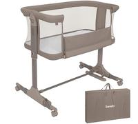 lionelo PARI Culla Co Sleeping Fianco Letto 3 in 1, Regolabile in Altezza 6 Livelli, Materasso T25 2 cm, Ruote con Blocco e Dondolo, Gambe Regolabili per Letto Continentale, Rivestimento Lavabile