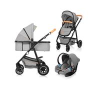 Lionelo Amber 3IN1 - Passeggino Trio Leggero Compatto 0-3 Anni + Navicella e Seggiolino Auto colore Grigio