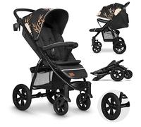 LIONELO Passeggino compatto per bambini dalla nascita fino a 22kg Pieghevole Completa regolazione Posizione sdraiata Cinture 5punti Grandi ruote Ammortizzazione Cappottina XXL (LOVIN, ANNET TOUR)