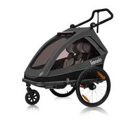 Lionelo Rimorchio Bici per 1 o 2 Bambini CAMA 2in1 Rimorchio e Passeggino Pieghevole 6 mesi -6 anni (2×22 kg) Sospensione SIQ Ruote XL 49 cm Telaio Alluminio, Tetto Impermeabile UPF50+ Cinture 5 punti