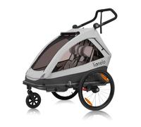 LIONELO CAMA - Rimorchio per bicicletta 2 in 1 con funzione passeggino, per 1 o 2 bambini dai 6 mesi ai 6 anni, peso 2 x 22 kg, sospensioni, ruote grandi, tettuccio impermeabile