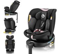 LIONELO NAVY i-Size Seggiolino Auto Girevole 360° per Neonati da 40 a 150cm con ISOFIX Montaggio Senso Marcia e Contrario, Piede di Supporto, Poggiatesta e Schienale Regolabili (Nero Rosa, NAVY)