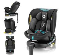LIONELO NAVY i-Size Seggiolino Auto Girevole 360° per Neonati da 40 a 150cm con ISOFIX Montaggio Senso Marcia e Contrario, Piede di Supporto, Poggiatesta e Schienale Regolabili (Nero Turquoise, NAVY)