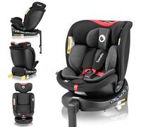 LIONELO NAVY i-Size Seggiolino Auto Girevole 360° per Neonati da 40 a 150cm con ISOFIX Montaggio Senso Marcia e Contrario, Piede di Supporto, Poggiatesta e Schienale Regolabili (Nero Rosso, NAVY)