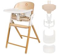 LIONELO Seggiolone Pappa in Legno CELIA per Bambini da 6 Mesi e per Adulti fino a 90 kg, Cresce con il Bambino, Poggiapiedi Regolabile, Cintura di Sicurezza a 5 Punti, Cuscino (Legno naturale)