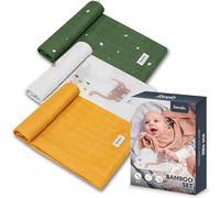Lionelo Set 3 Pezzi Mussole per neonato 70x70 cm in cotone, bambù 100% naturale, Morbide, per Fasciatoio, odori resistenti