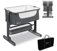 lionelo Timon 3in1 culla neonato co-sleeping lettino da viaggio pieghevole borsa per il trasporto cesta capiente altezza regolabile parete laterale apribile, grigio