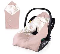 lionelo TRAVEL SWADDLE BLANKET Coperta Pesante per Bebé 90x90 cm 100% Cotone Compatibile con Seggiolino Auto, Ovetto e Passeggino, Copertina Morbida per Tutto l’Anno, Chiusura a Velcro