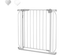 LIONELO Truus Slim LED Cancelletto di sicurezza con luce, Larghezza regolabile da 75 a 105 cm con Fissaggio a Pressione, Alt 77 cm, Apertura entrambe le direzioni, LED con sensore crepuscolo