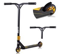 LIONELO Whizz Monopattino Stunt Scooter Freestyle, Cuscinetti ABEC-9 Deck in Alluminio Sistema di Compressione HIC Ruote da 110 mm Manubrio a T Largo, Freno Flex Fender MN Steel, Design Unico (Nero)