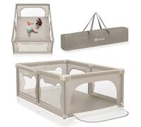 LIONELO WILLOW - Box per bambini, a partire da 0 a 48 mesi, ampia superficie 120 cm x 180 cm x 68 cm, con pareti laterali in rete traspirante e resistente, 2 ingressi laterali con chiusura lampo