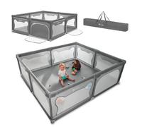 LIONELO Willow XL Box Pieghevole per Bambini 0-48 Mesi 187 x 207 cm | Altezza 68 cm, Ampio Spazio, Pareti in Rete Traspirante e 2 Ingressi Laterali con Zip