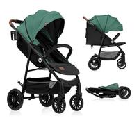 LIONELO Zoey passeggino fino a 15 kg XXL cappottina con protezione solare posizione sdraiata regolazione del poggiapiedi ruote in schiuma EVA zanzariera pieghevole Verde