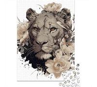 Lioness with Flowers Art Print-1 Puzzle Impossible 1000 Pezzi Decorazione Per La Casa. Rilassamento E Intelligence Per Adulti E Bambini Da 12 Anni 52x38cm/1000pcs