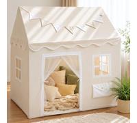 LIONHERZ DAS ORIGINAL - Casetta giocattolo per bambini, con cassetta postale, tenda da gioco per interni con tappeto e ghirlanda, casetta per bambini, con 3 finestre e tenda per porte