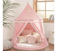 LIONHERZ® IL ORIGINALE Tenda da gioco per bambini, traspirante in cotone e canapa | Castello delle principesse con aste in fibra di vetro, borsa, tappetino e decorazioni | stabile Tipi per ragazze