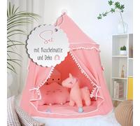 LIONHERZ® La tenda da gioco originale per bambini, traspirante, in cotone e canapa, lucchetto da principessa con aste in fibra di vetro, borsa, tappetino e decorazione | stabile tipe ragazza (rosa