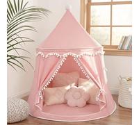 LIONHERZ® L'ORIGINALE Tenda da gioco per bambini, traspirante in cotone e canapa | Castello da principessa con aste in fibra di vetro e borsa da trasporto | Tipi stabile per bambine da interno (rosa