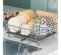 LIONONLY Scolapiatti da Appoggio,Grandi Scolapiatti da Lavello con Drenaggio Automatico,Acciaio Inossidabile Scola Piatti con Ugello a Spirale e Portaposate