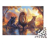 Lions, Panthers And Leopardos|Savana africana| Puzzle Divertenti Per Tutta La Famiglia 38x26cm/1000pcs Adulti
