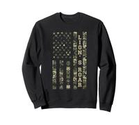 Lion's Roar Patriotic American Flag Camo Distressed Felpa