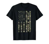 Lion's Roar Patriotic American Flag Camo Distressed Maglietta