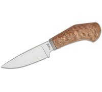 Lionsteel Coltello a lama fissa M390, manico in tela CANVAS NATURALE, guardia in titanio, fodero in