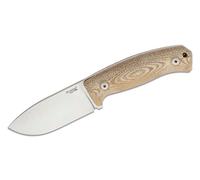 Lionsteel Lama Fissa M390 lama satinata, Manico in CANVAS Naturale, fodero in pelle M2M CVN
