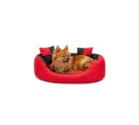 lionto 4 in 1 Lettino per Cane, (S) 65x50 cm Rosso/Nero