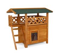 lionto Casa dei gatti capanna di legno 77x50x73 cm con terrazza