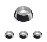 lionto Ciotola in melamina con base antiscivolo, Ciotola rimovibile da 210 ml in acciaio inox robusto e inodore, facile da pulire, design ergonomico, per cani e gatti, nero (Confezione da 4)