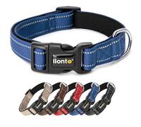 lionto Collare per cani imbottito in nylon riflettente impermeabile regolabile, taglia M, blu