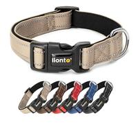 lionto Collare per cani imbottito in nylon riflettente impermeabile regolabile, taglia S, beige