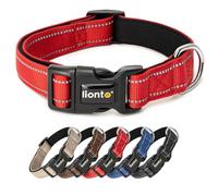 lionto Collare per cani imbottito in nylon riflettente impermeabile regolabile, taglia XS, rosso