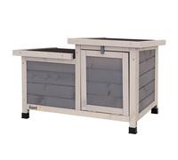 lionto Gabbia Conigli in Legno con 2 Ingressi e Rampa, 70 x 43 x 45 cm